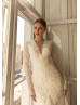 Beaded Ivory Lace Glitter Tulle Timeless Wedding Dress